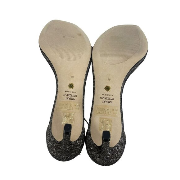 NEW Stuart Weitzman Nudist Curve Glitter Ankle Strap Heels Sandals Shoes Sz 8 - Picture 5 of 8